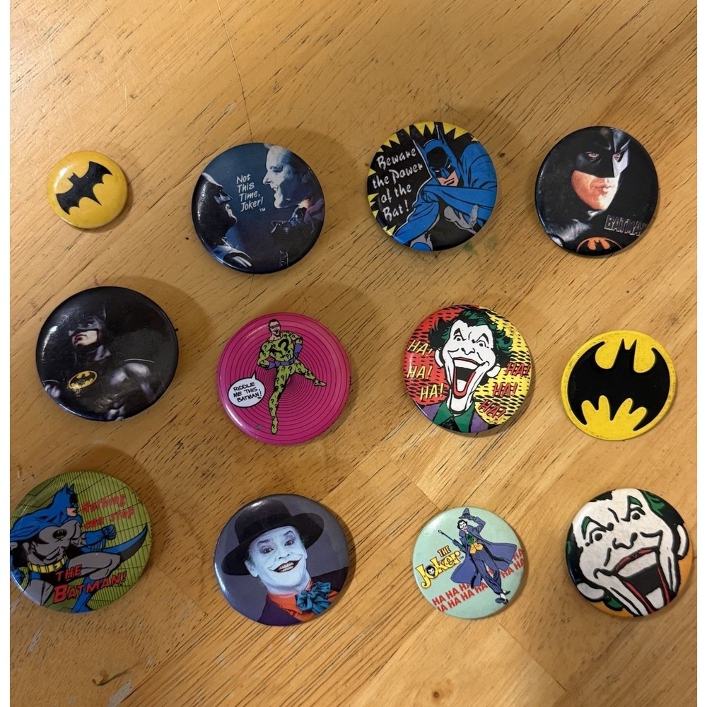 Rare DC Comics Batman Robin The Joker 1960s 1970s 1980s VTG Pins Lot Of 12